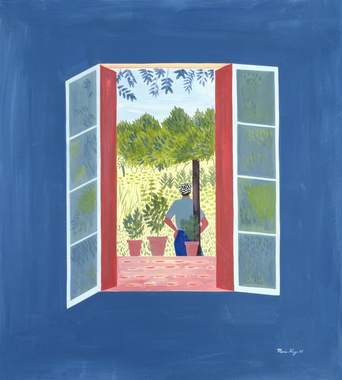Zaid Through the Window, 1986 (acrílico e óleo a bordo) de Marie Hugo