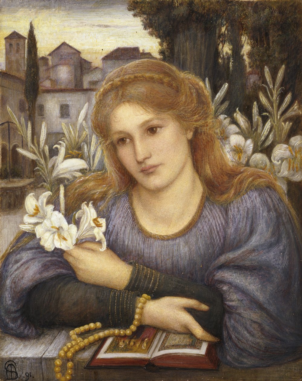 Cloister Lilies, 1891 (aguarela sobre papel) de Marie Spartali Stillman