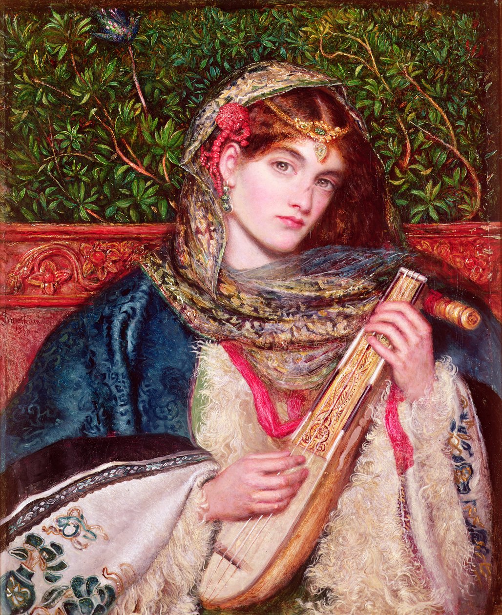 Menina tocando música de Marie Spartali Stillman