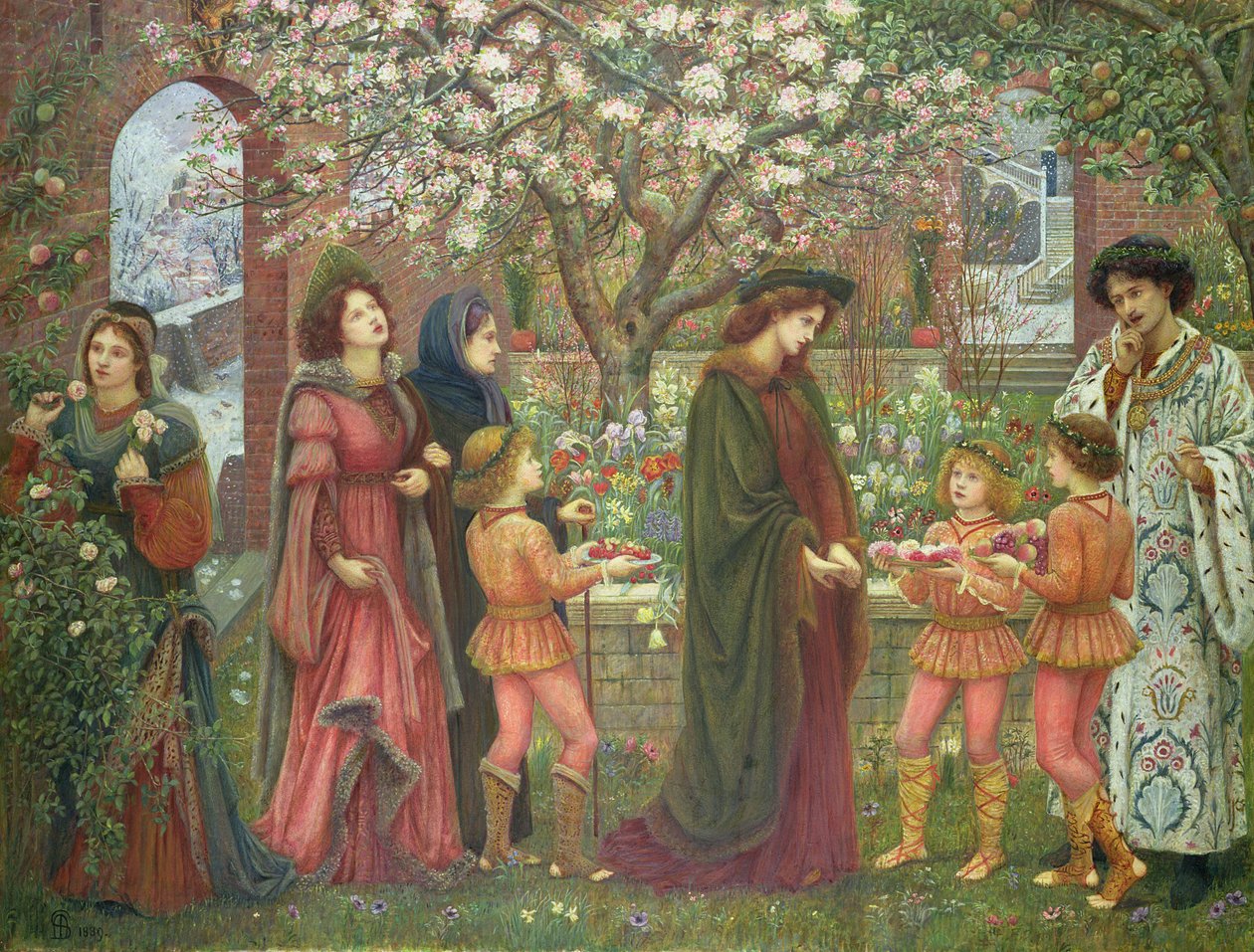 O Jardim Encantado de Messer Ansaldo, 1899 (wc no papel montado) de Marie Spartali Stillman