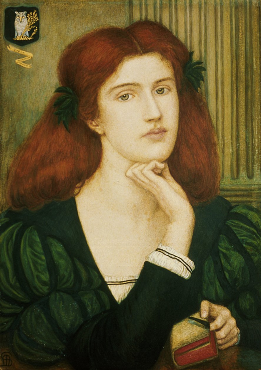A Senhora Prays-desejo (wc e tinta dourada no papel) de Marie Spartali Stillman