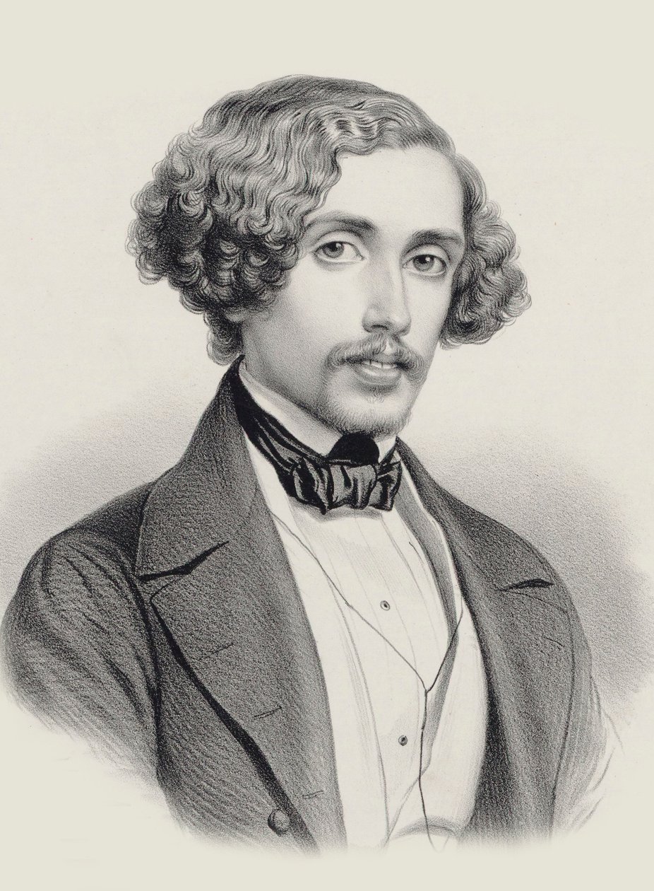 Retrato do pianista e compositor Julius Schulhoff 1825-1898 , 1850. de Marie Alexandre Menut Alophe