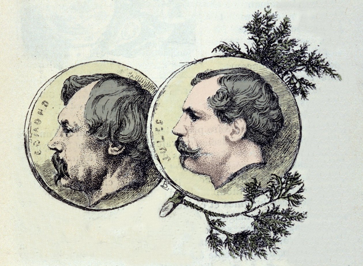 Retrato dos irmãos Edmond Goncourt (1822-1896) e Jules Goncourt (1830-1870), escritores. Eau forte de Marie Bacquemond (1841-1916) de Marie Bracquemond