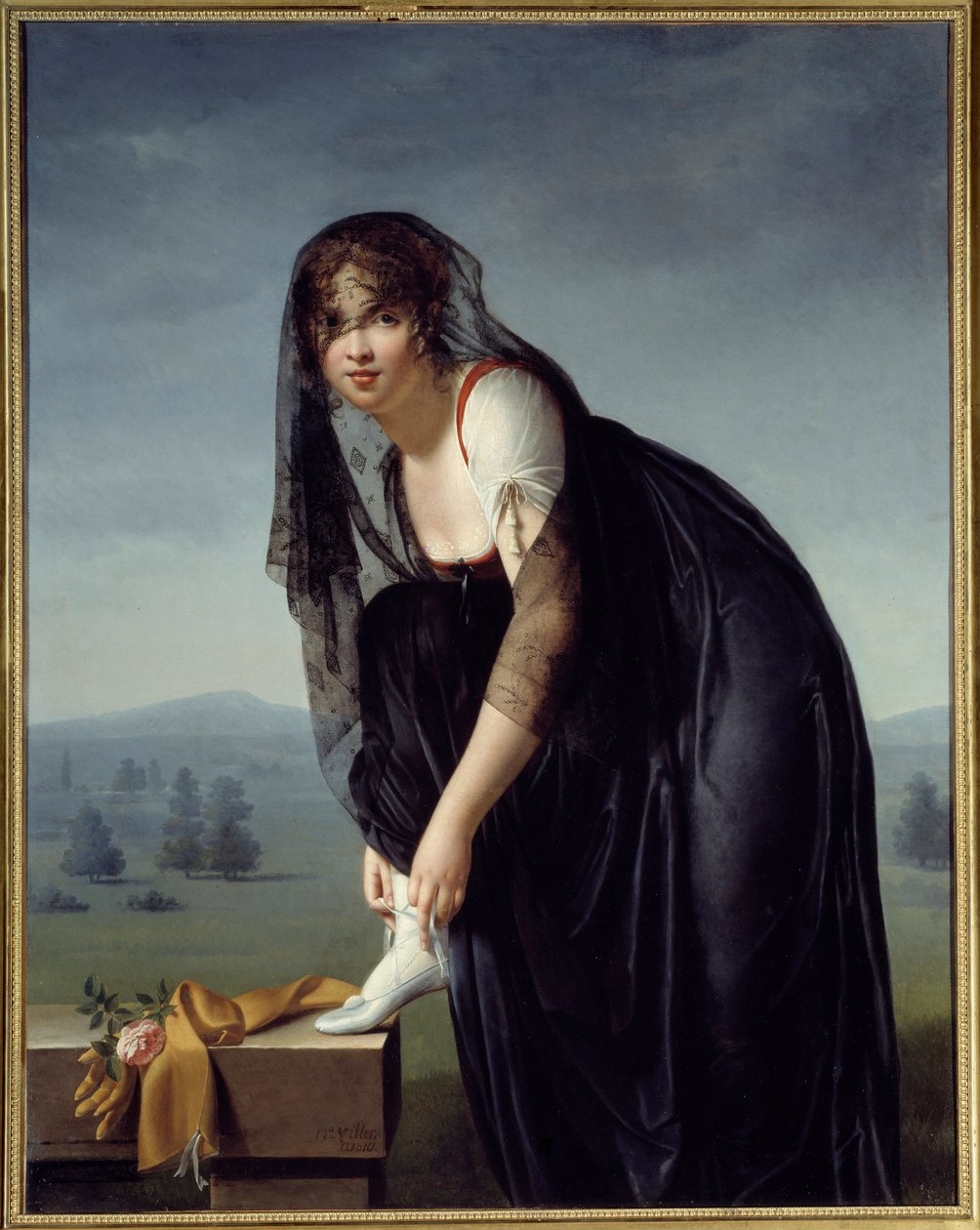 Estudo de uma mulher depois da natureza, também chamado de retrato de Madame Subtra. Pintura de Marie Denise Villers (1772-1821) de Marie Denise Villers