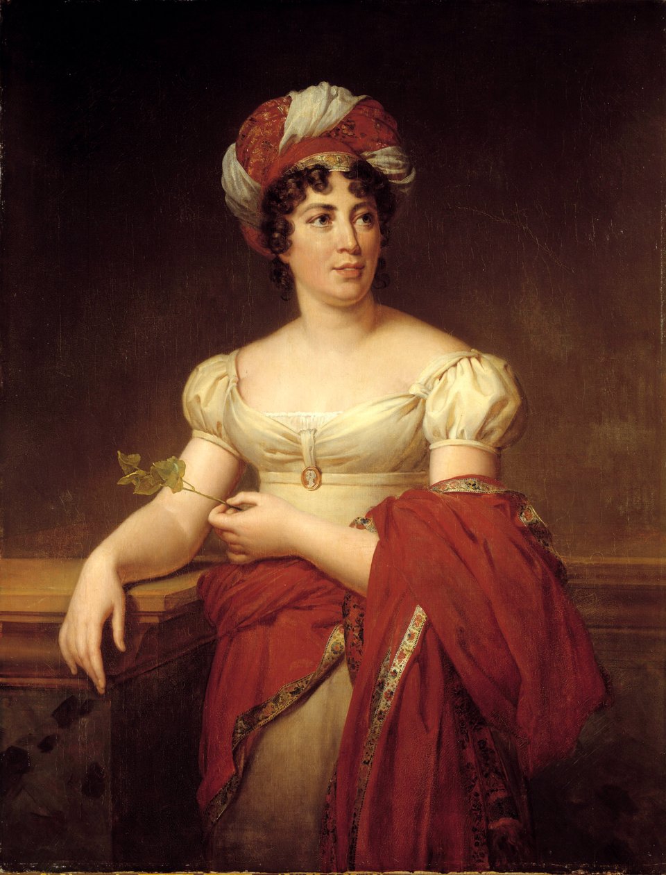 Retrato de Germaine Necker, Baronesa de Stael Holstein chamada Madame de Stael (1766-1817), romancista e ensaísta suíça. Pintura de Marie Eleonore Godefroid (1778-1849) de Marie Eleonore Godefroid