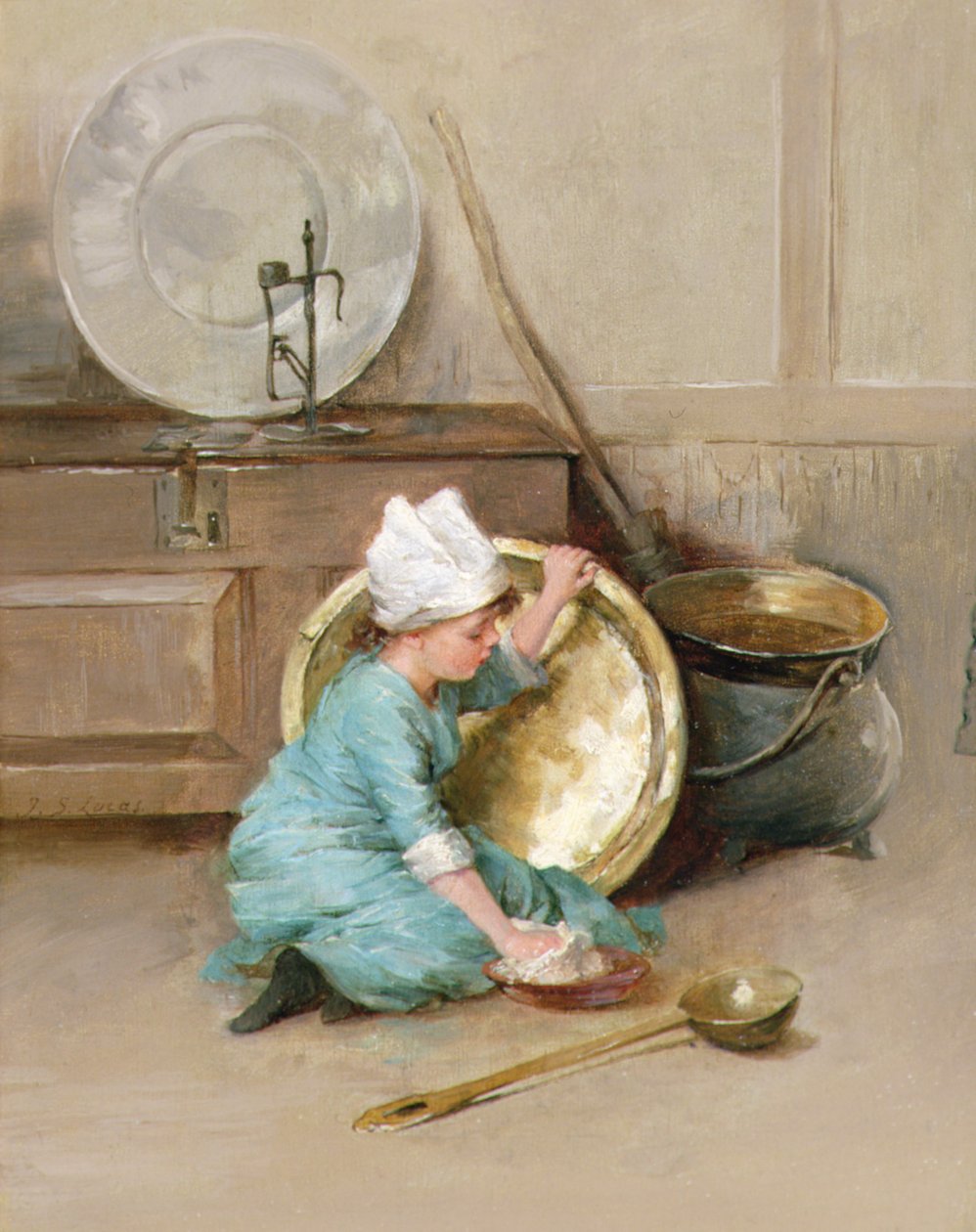 Latão Polidor, c.1900 (óleo sobre painel) de Marie Elizabeth Seymour Lucas