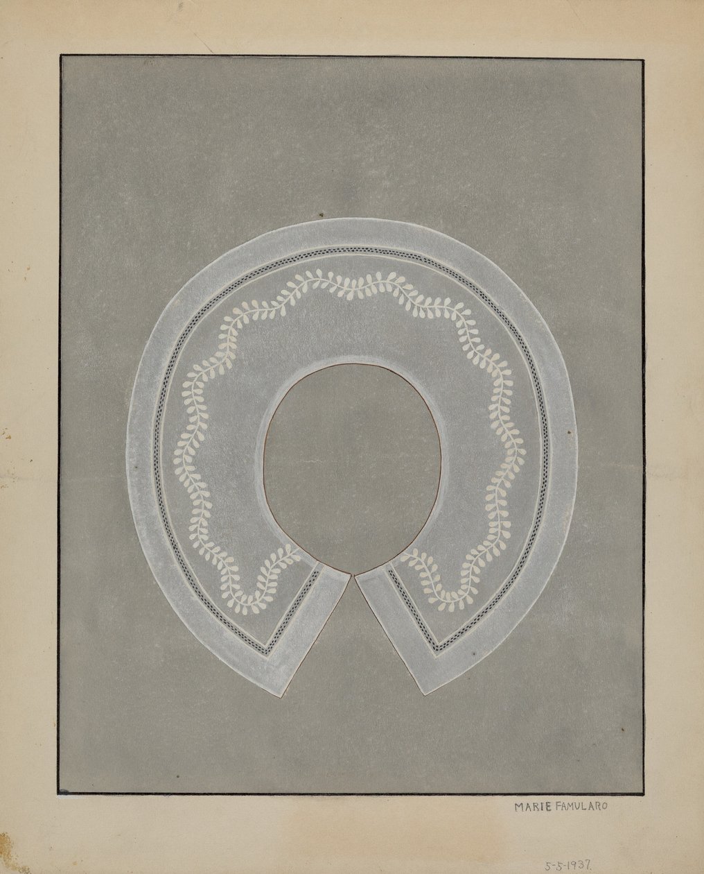 Colarinho de linho bordado, c. 1936. de Marie Famularo