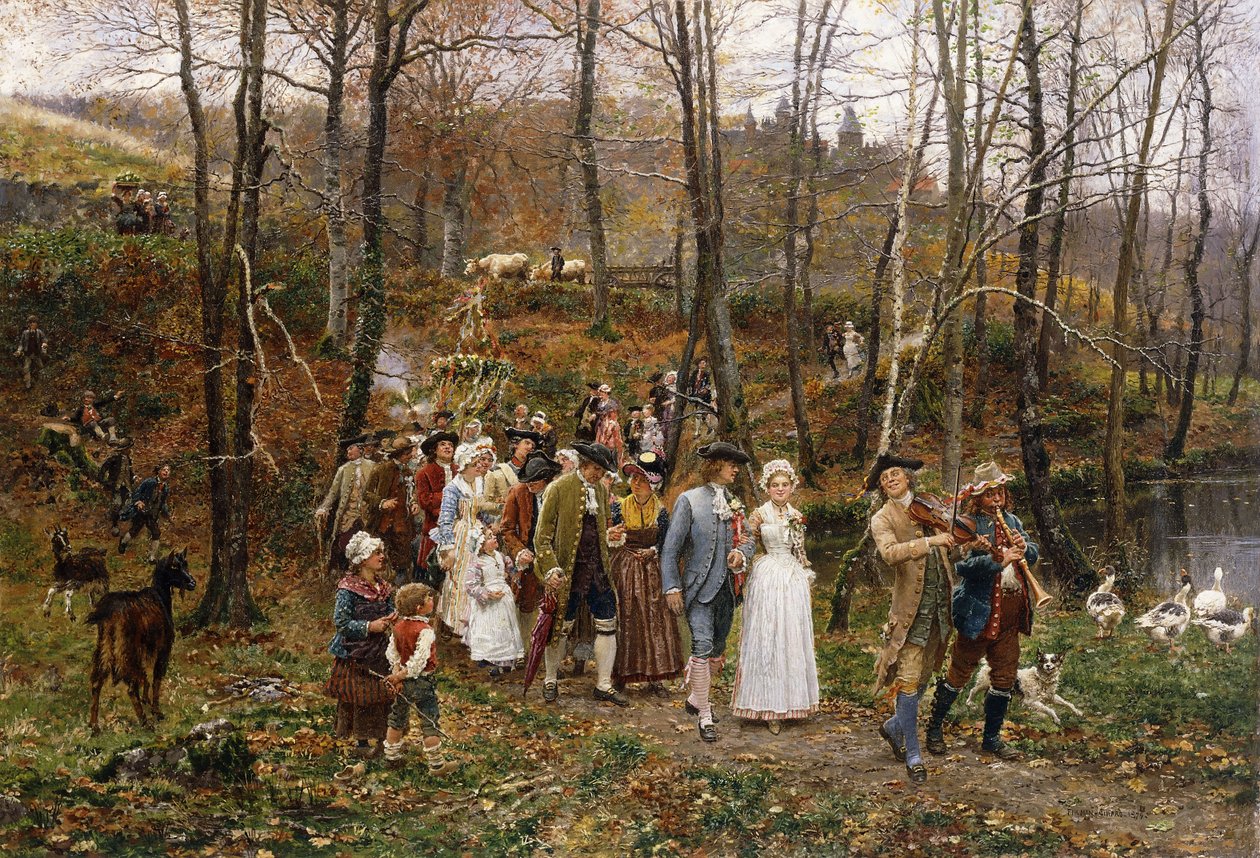 Uma procissão de casamento, 1879 de Marie Francois Firmin Girard