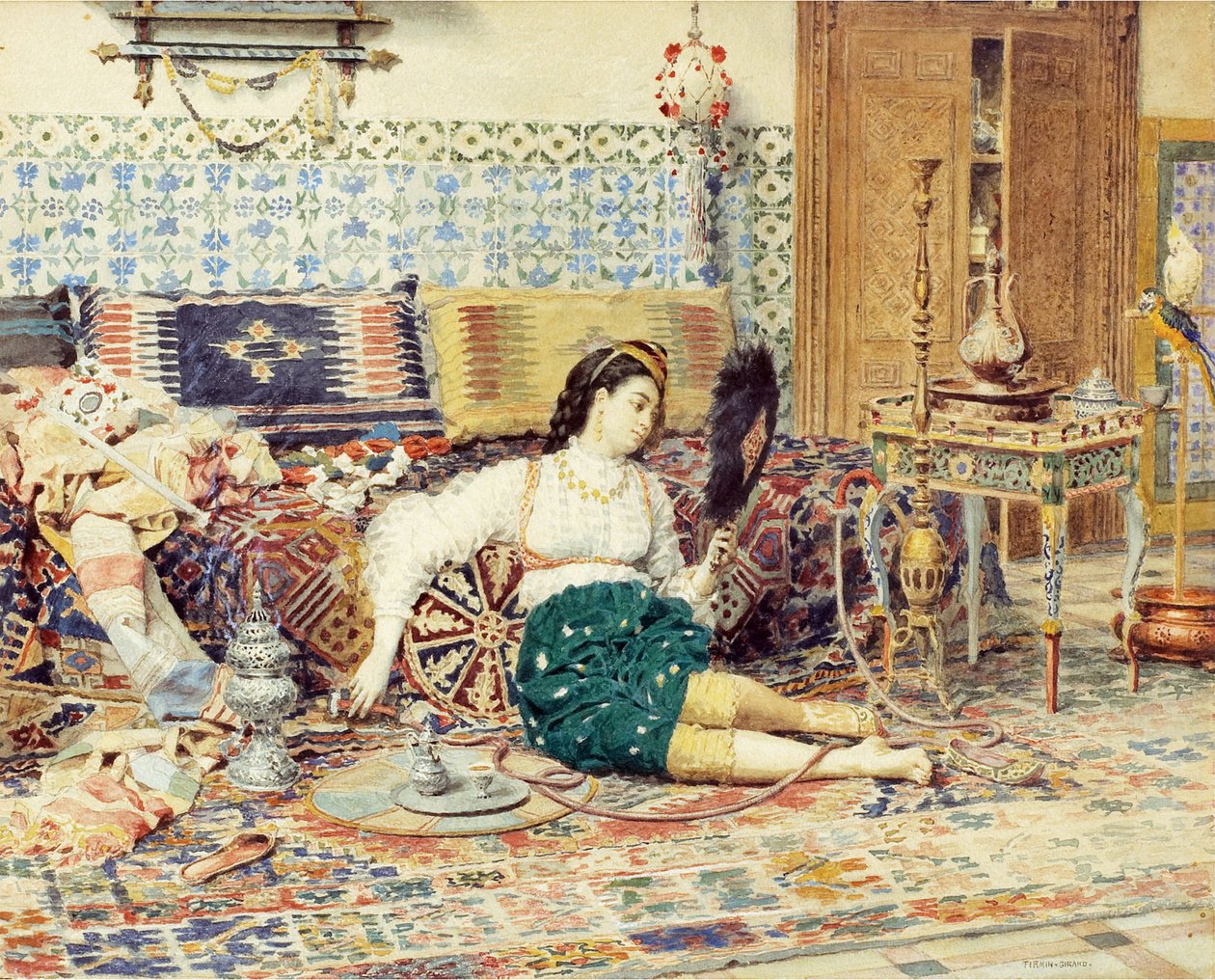 La belle orientale de Firmin-Girard (Firmin Girard), François Marie (1838-1921), - Aguarela sobre papel, 38x47 - Coleção Particular de Marie Francois Firmin Girard