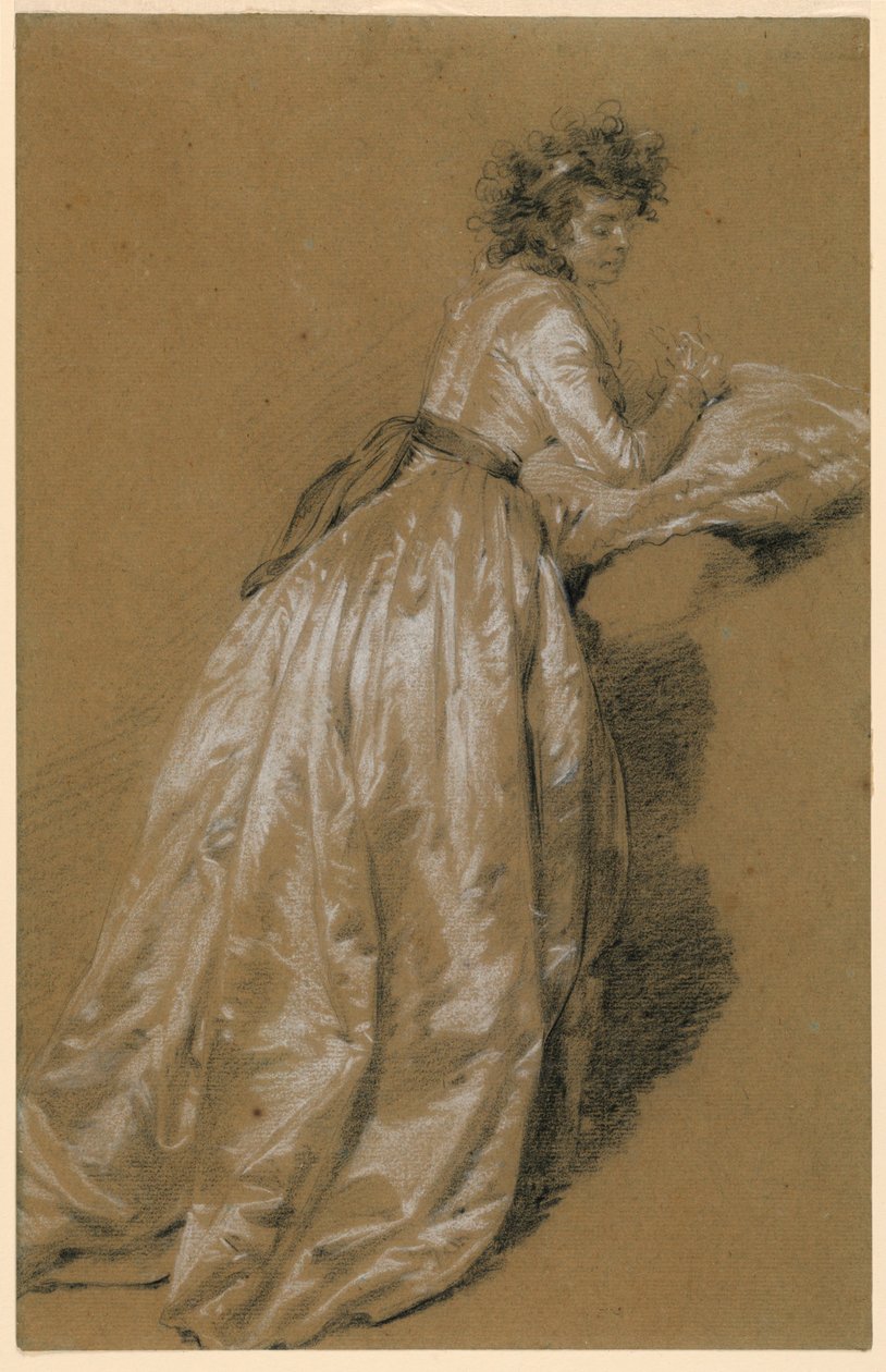 Mulher em pé em um vestido branco de Marie Françoise Constance Mayer