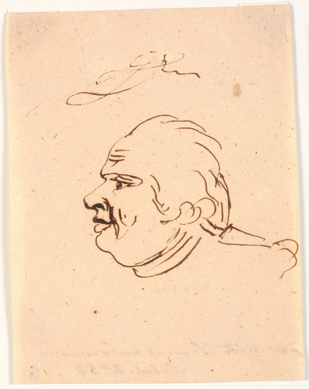 Retrato dos homens. Perfil à esquerda. Caricatura de Marie Jeanne Clemens