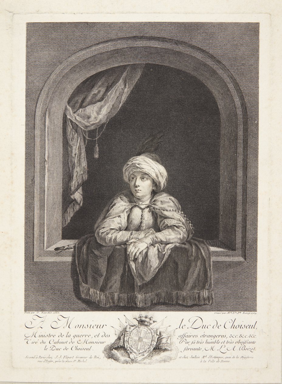 Um menino com um turbante em uma janela de Marie Louise Adélaïde Boizot