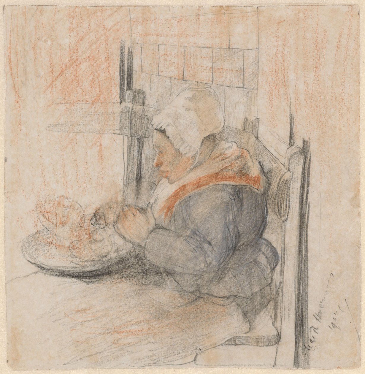 A mulher do agricultor à mesa de Marie de Roode Heijermans