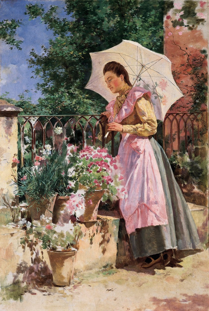 “" A Senhora com o Guarda-chuva" Pintura de Isidoro Marin Gares (1863-1926) Granada do final do século XIX. Museu de Bellas Artes de Granada. de Marin Isidoro Gares