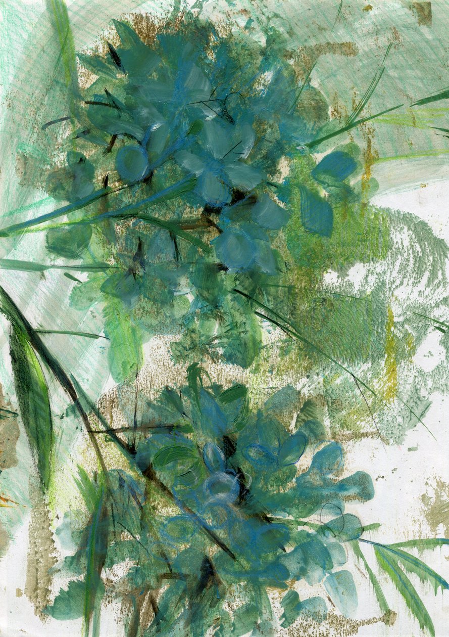 Hortênsias, 2022 (óleo sobre papel) de Marina Falco