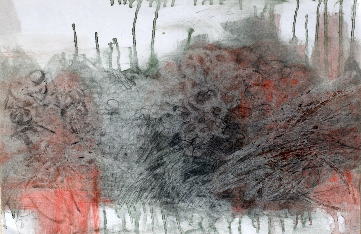 Hortênsias, 2023 (óleo sobre papel) de Marina Falco