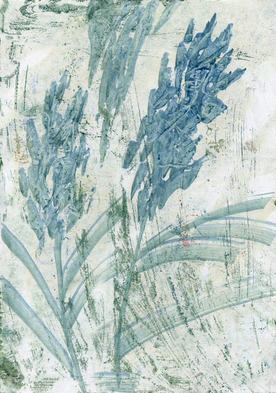 Flores azuis claras, 2022 (óleo sobre papel) de Marina Falco