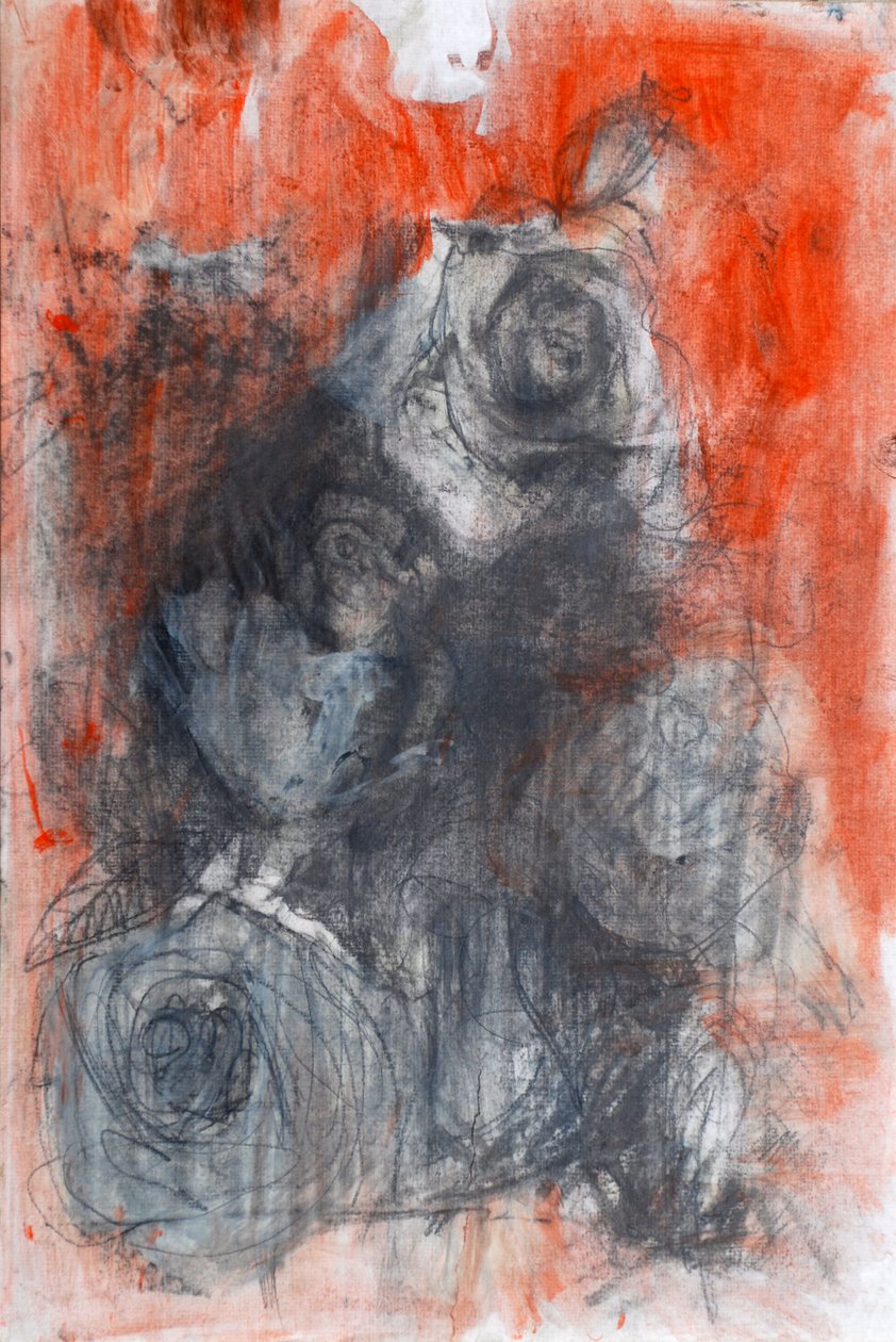 Rosas, 2022 (óleo e carvão sobre papel) de Marina Falco