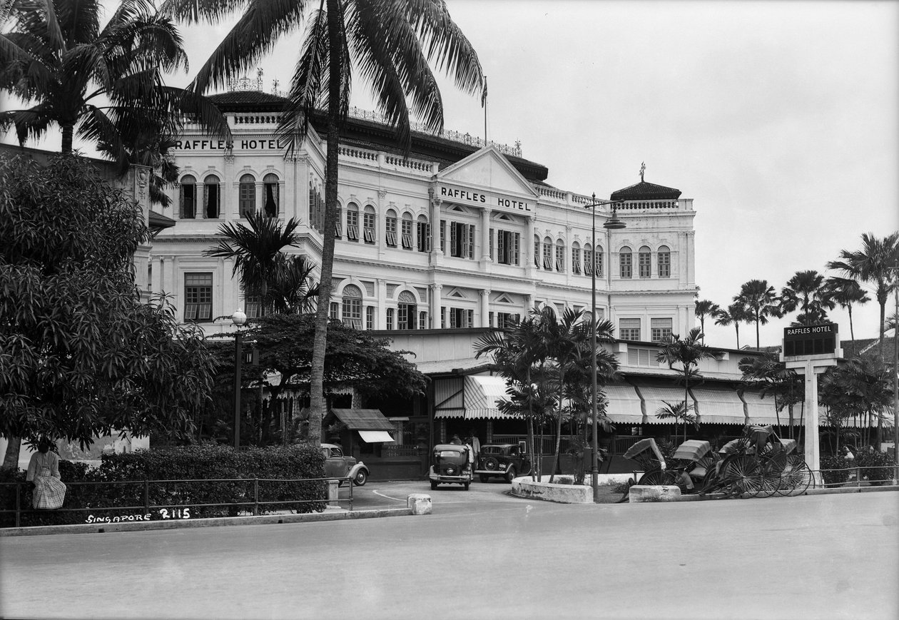 Uma vista do Hotel Raffles, Singapura de Marine Photo Service