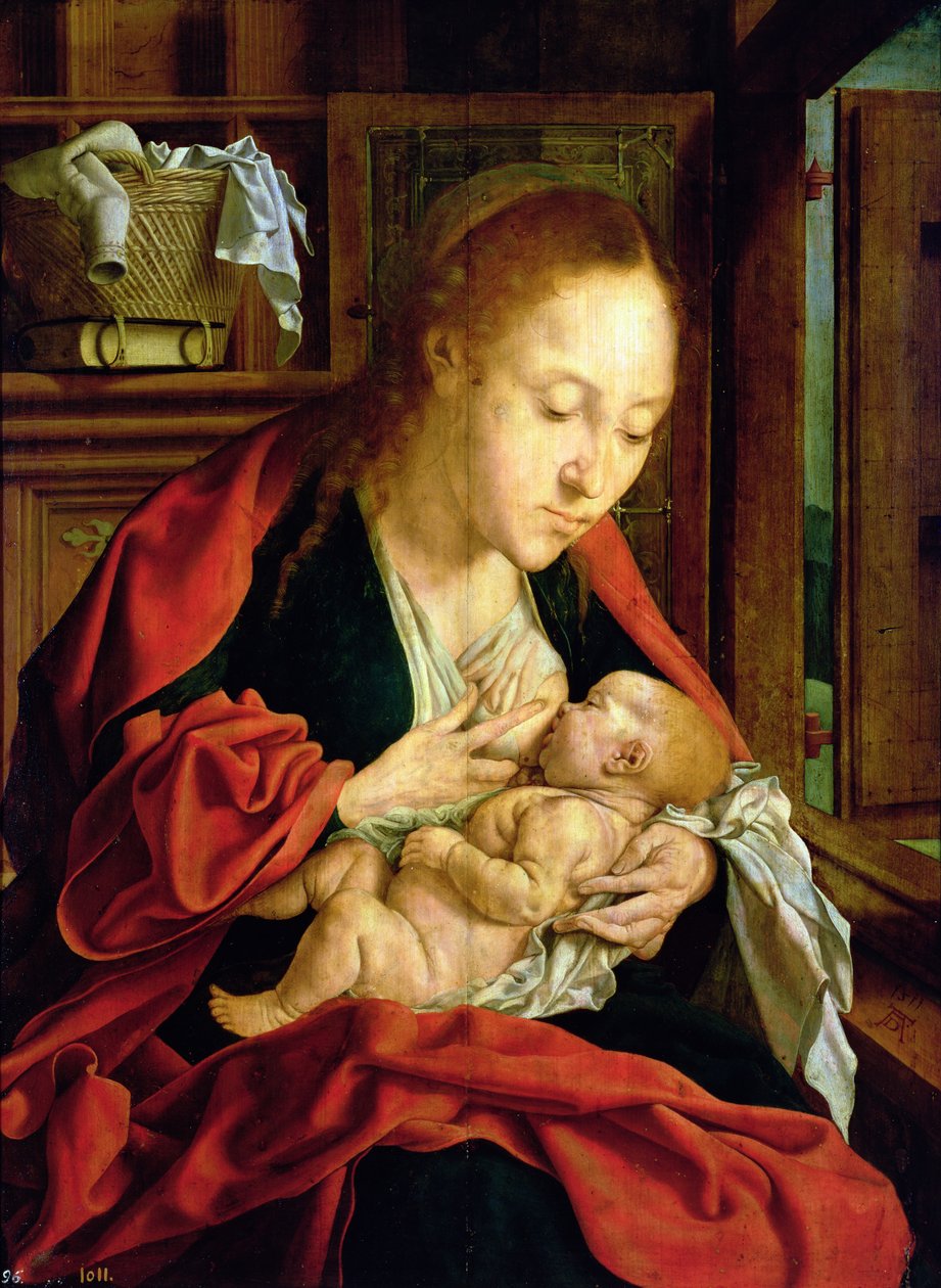Madonna alimentando o menino Jesus, 1511 de Marinus van Roejmerswaelen