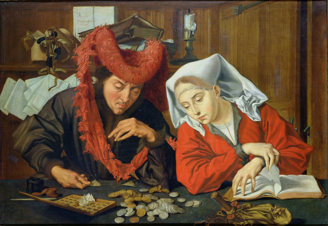 O banqueiro e sua esposa, 1538 de Marinus van Roejmerswaelen