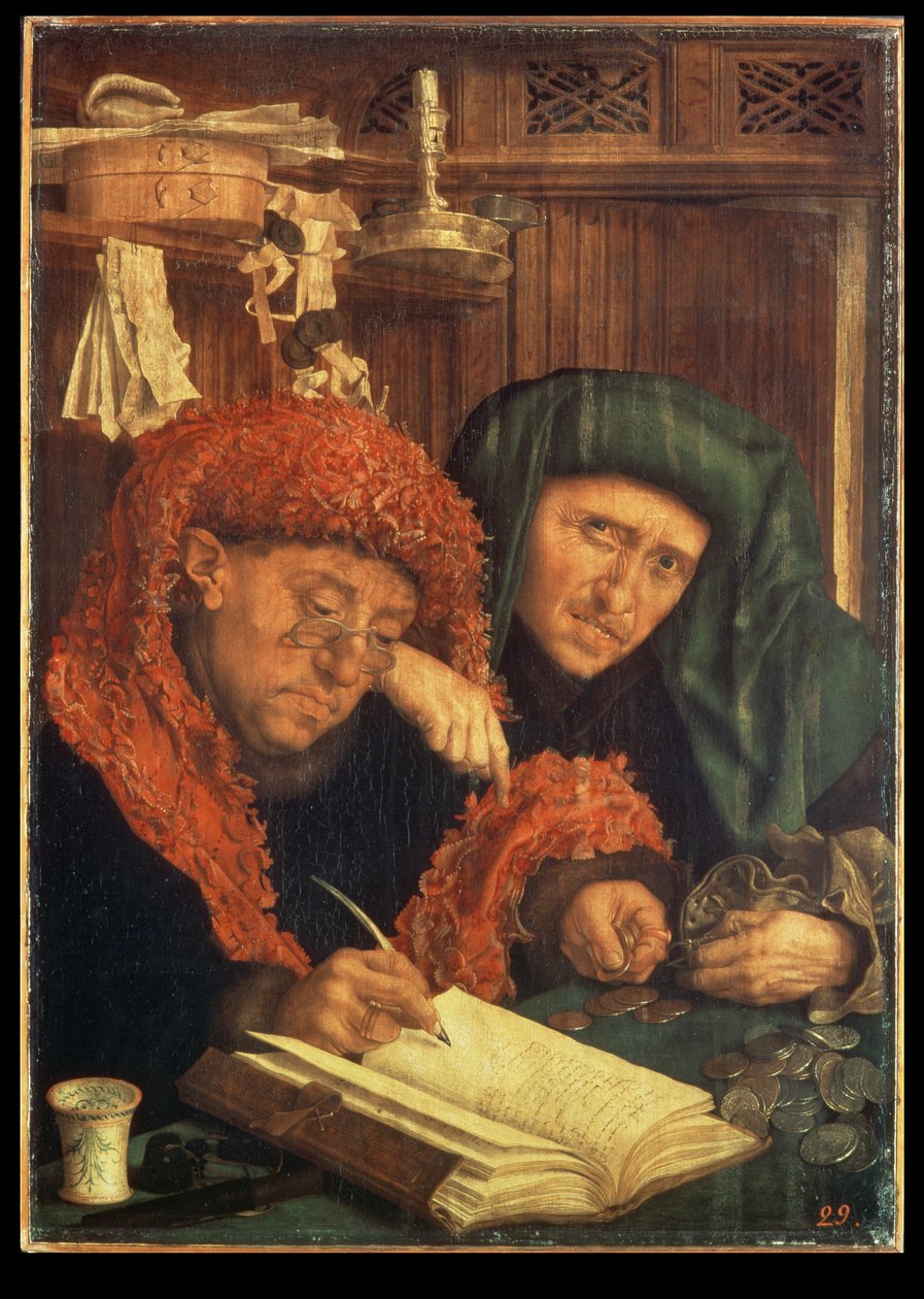 Os cobradores de impostos, 1550 (painel) de Marinus van Roejmerswaelen
