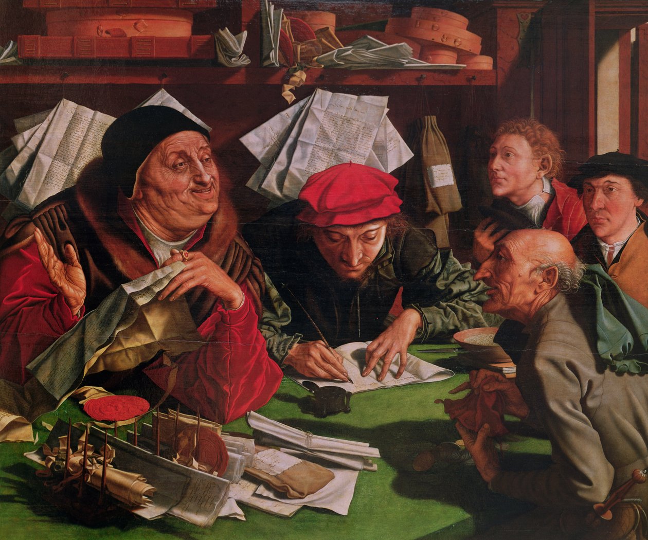 O Gabinete do Advogado, c.1545 (óleo sobre madeira) de Marinus van Roejmerswaelen