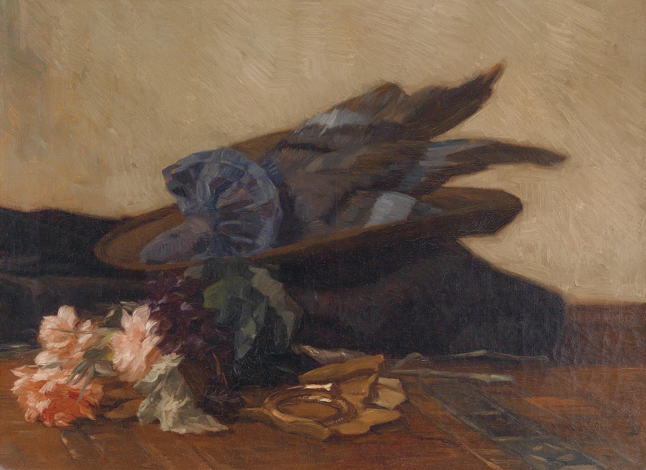 Ainda vida com chapéu e rosas de Marinus van der Maarel