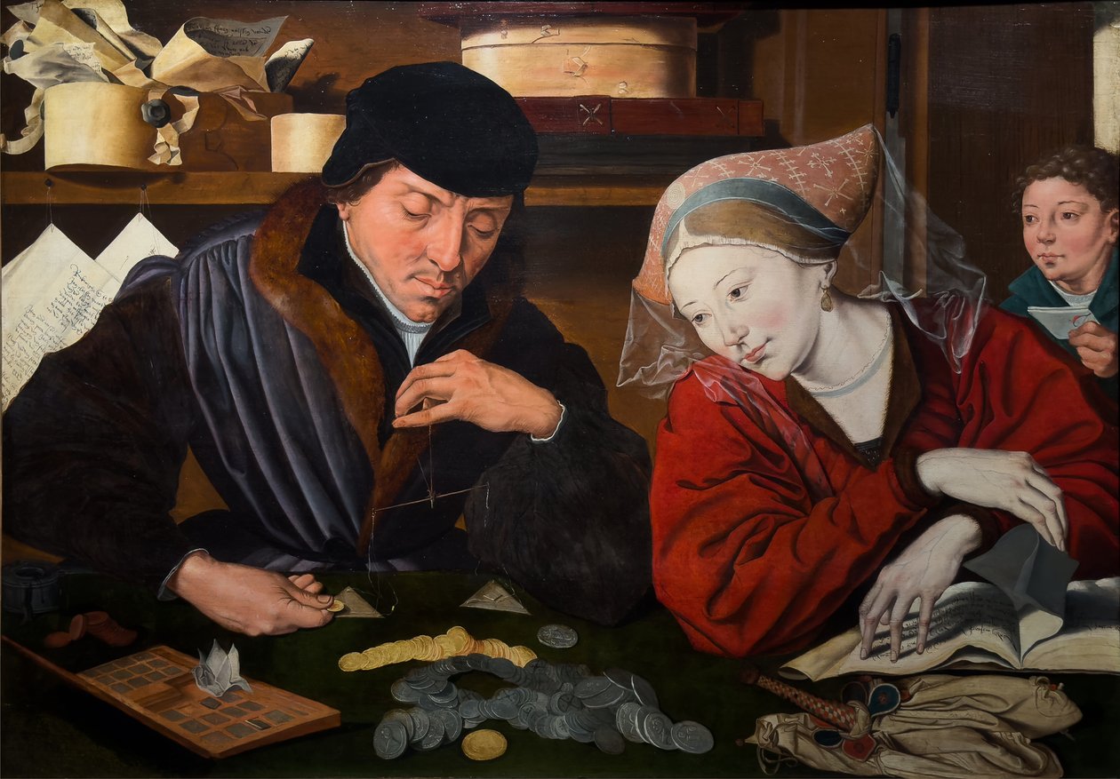 O banqueiro e a sua mulher de Marinus van (follower of) Reymerswaele