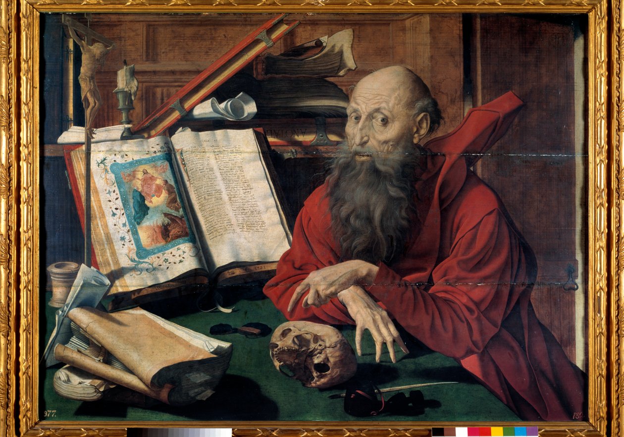 Representação de São Jerônimo em seu estudo (Pintura de Marinus van Reymerswaele