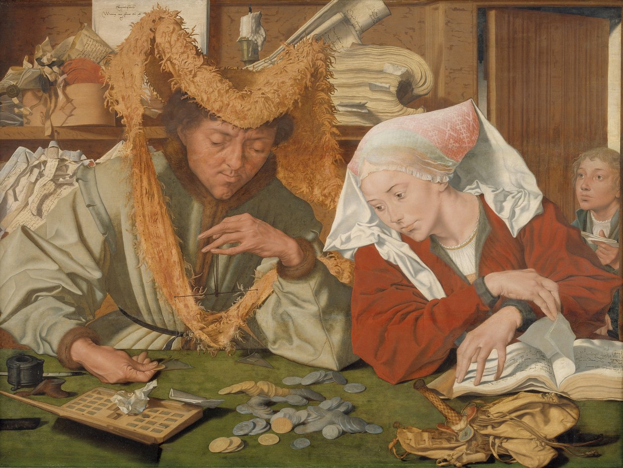 O comerciante e sua esposa de Marinus van Reymerswale