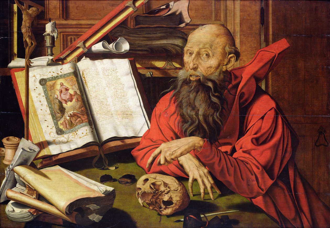 São Jerônimo em meditação de Marinus van Roejmerswaelen