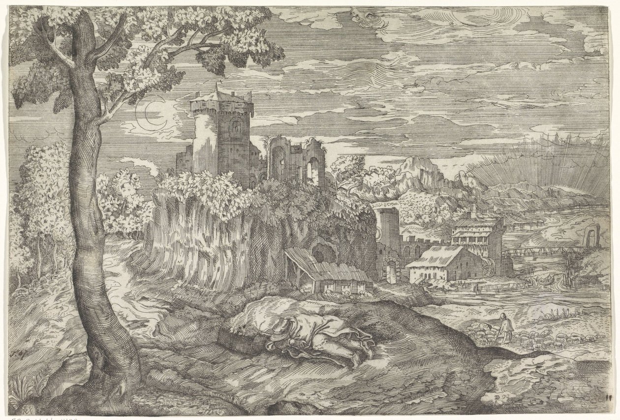 Paisagem com castelo em ruínas de Mario Cartaro
