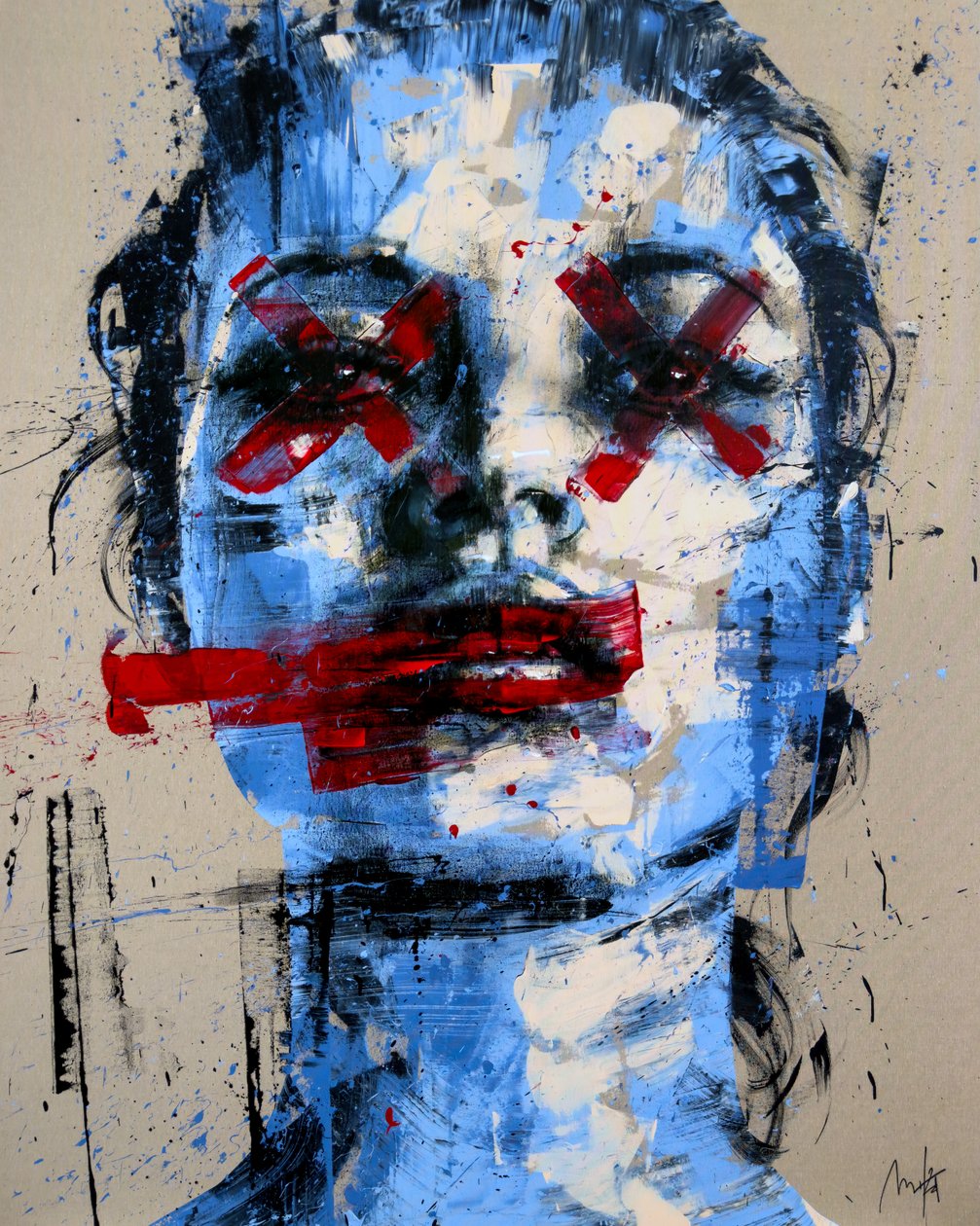 Blue Red Kate, 2024 (acrílico e óleo sobre tela invertida) de Mario Henrique
