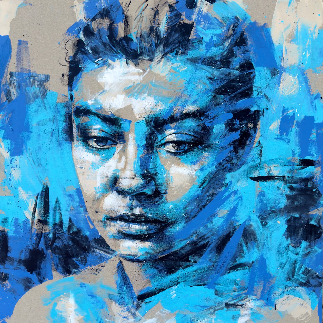 She Carries The Sea, 2025 (acrílico e óleo sobre tela invertida) de Mario Henrique