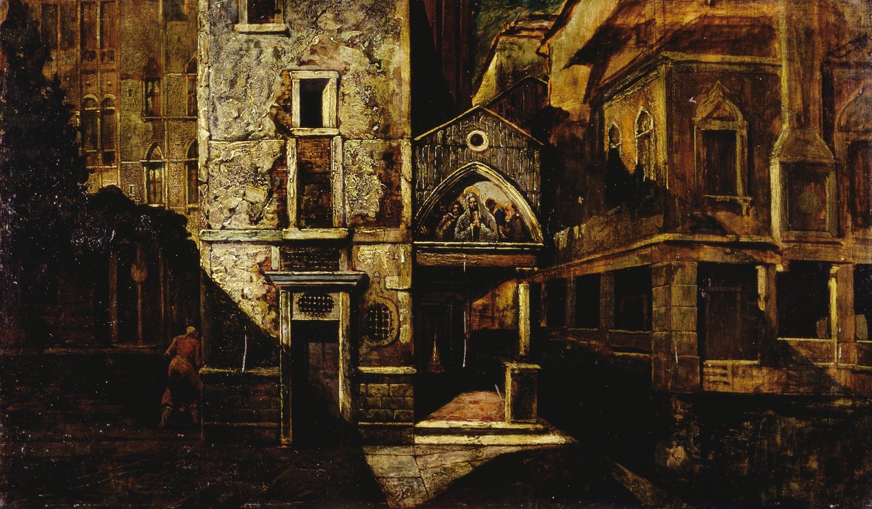 Um canto em Veneza, de Mario de Maria, pseudónimo de Marius Pictor (1852-1924), óleo sobre painel, 39,5x66,5 cm de Mario de (1852 1924) Maria