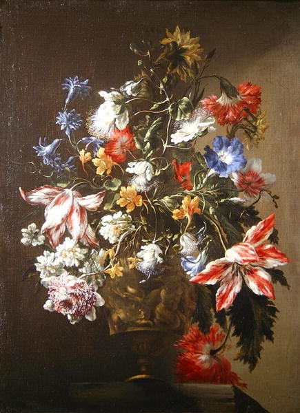 Uma Natureza Morta de Flores em um vaso (óleo sobre tela) de Mario dei  Fiori