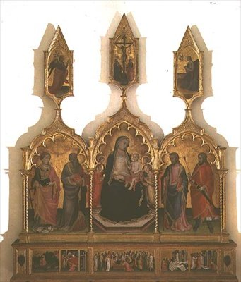 Madonna e Child with Saints (tempera no painel) de Mariotto di Nardo