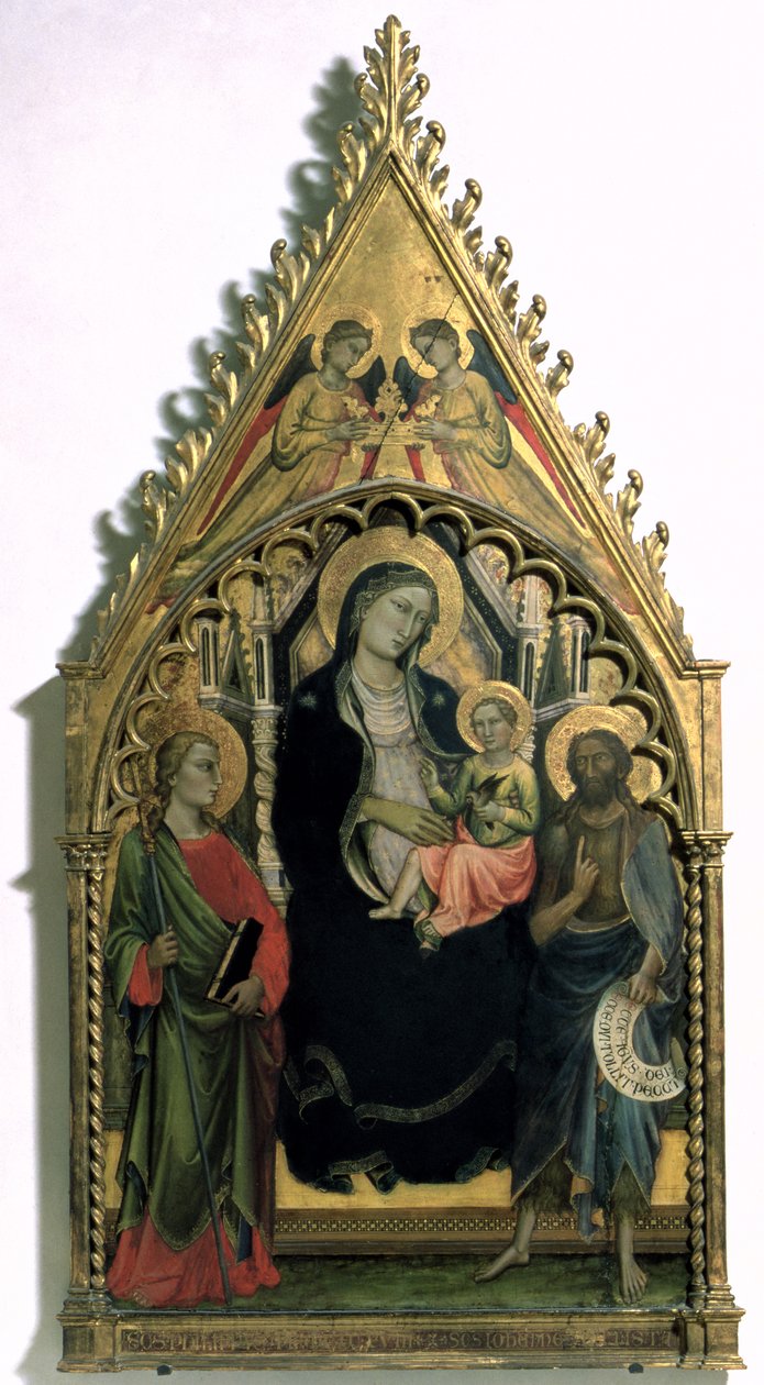 Madonna e criança com St. Philip e St. John The Baptist (tempera no painel) de Mariotto di Nardo