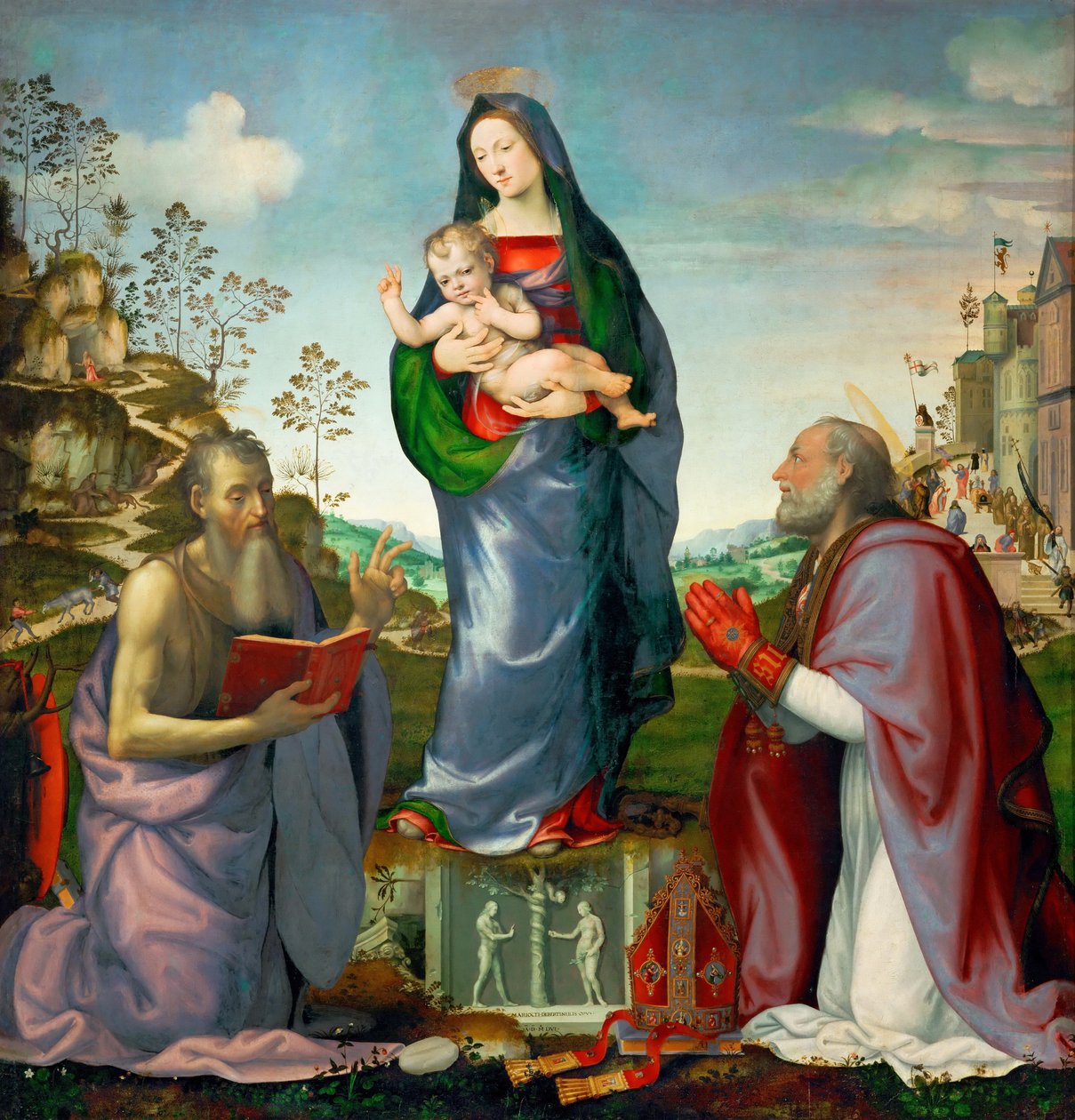 Madonna e criança com os santos James e Zenobius, 1506 de Mariotto Albertinelli