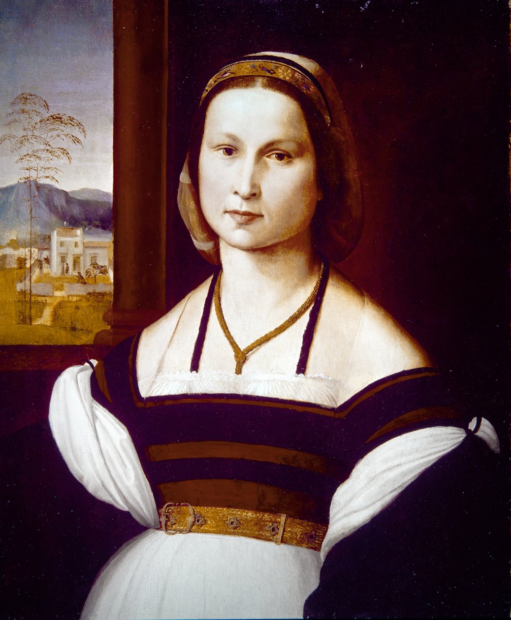 Retrato de uma jovem senhora (sobre painel) de Mariotto Albertinelli