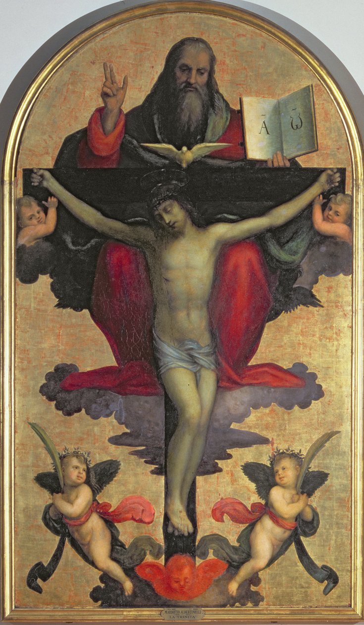 A Santíssima Trindade (tempera no painel) de Mariotto Albertinelli