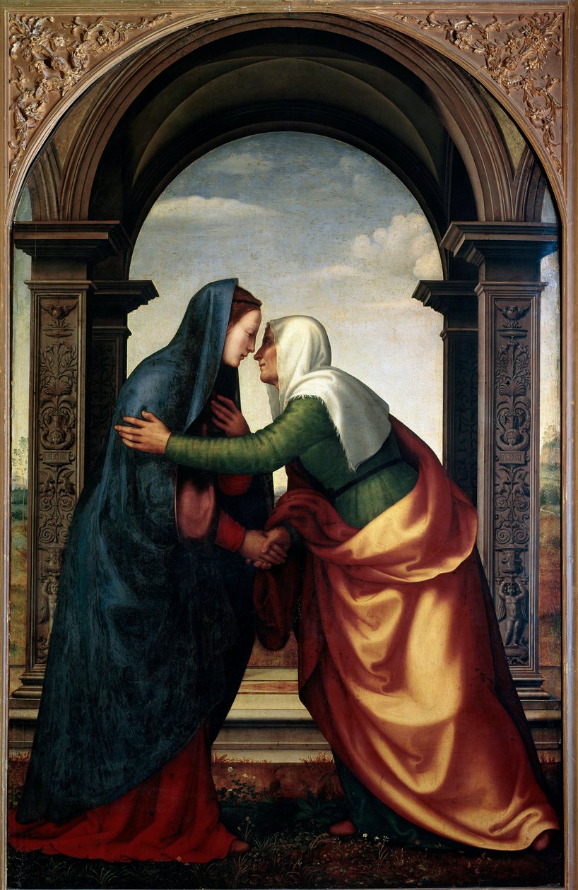 A Visita de Santa Isabel à Virgem Maria (óleo sobre painel de Mariotto Albertinelli