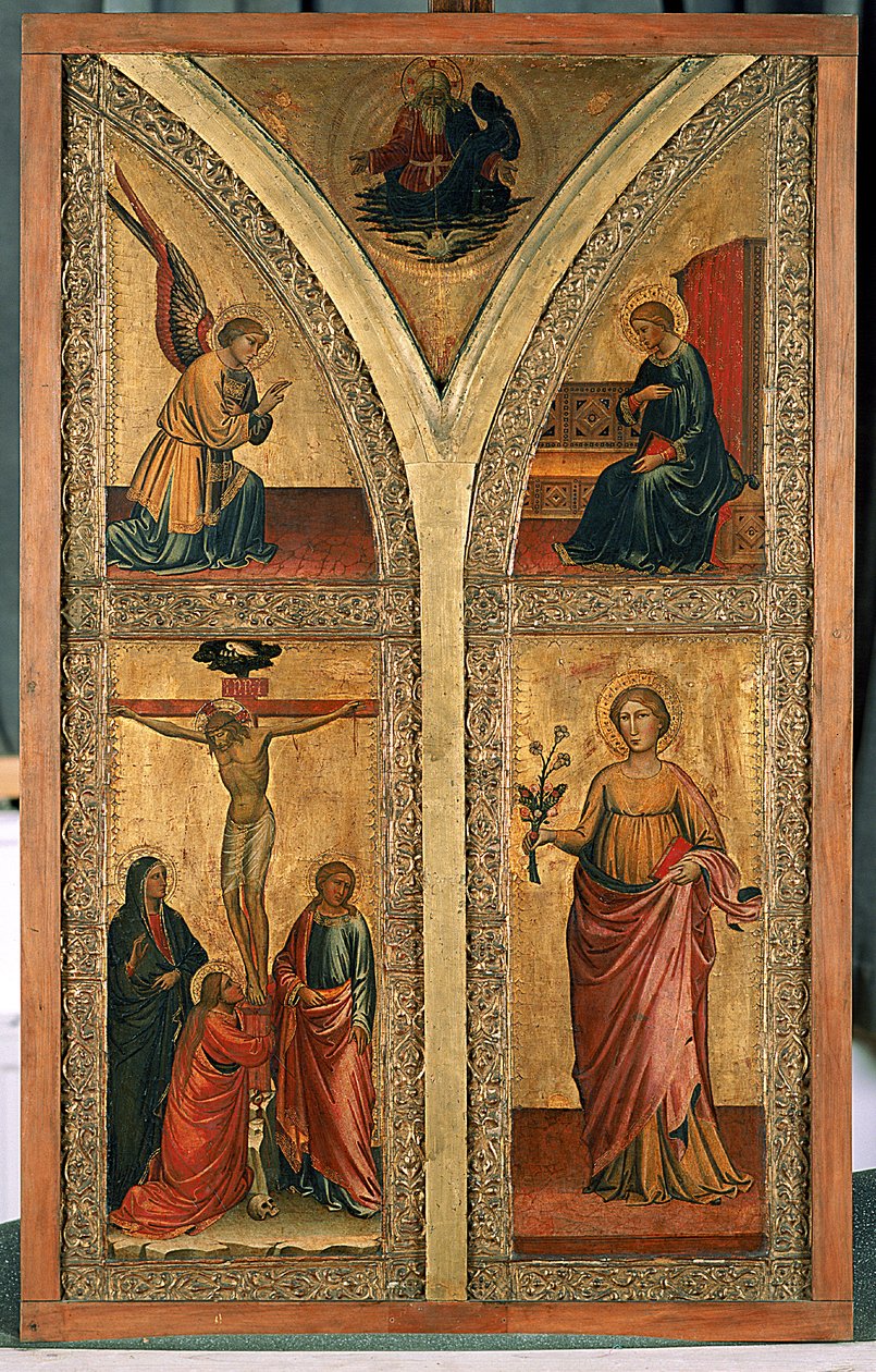 Altar representando a crucificação, Santa Dorotéia e outros santos, c.1420 (têmpera sobre madeira de choupo) de Mariotto di Nardo