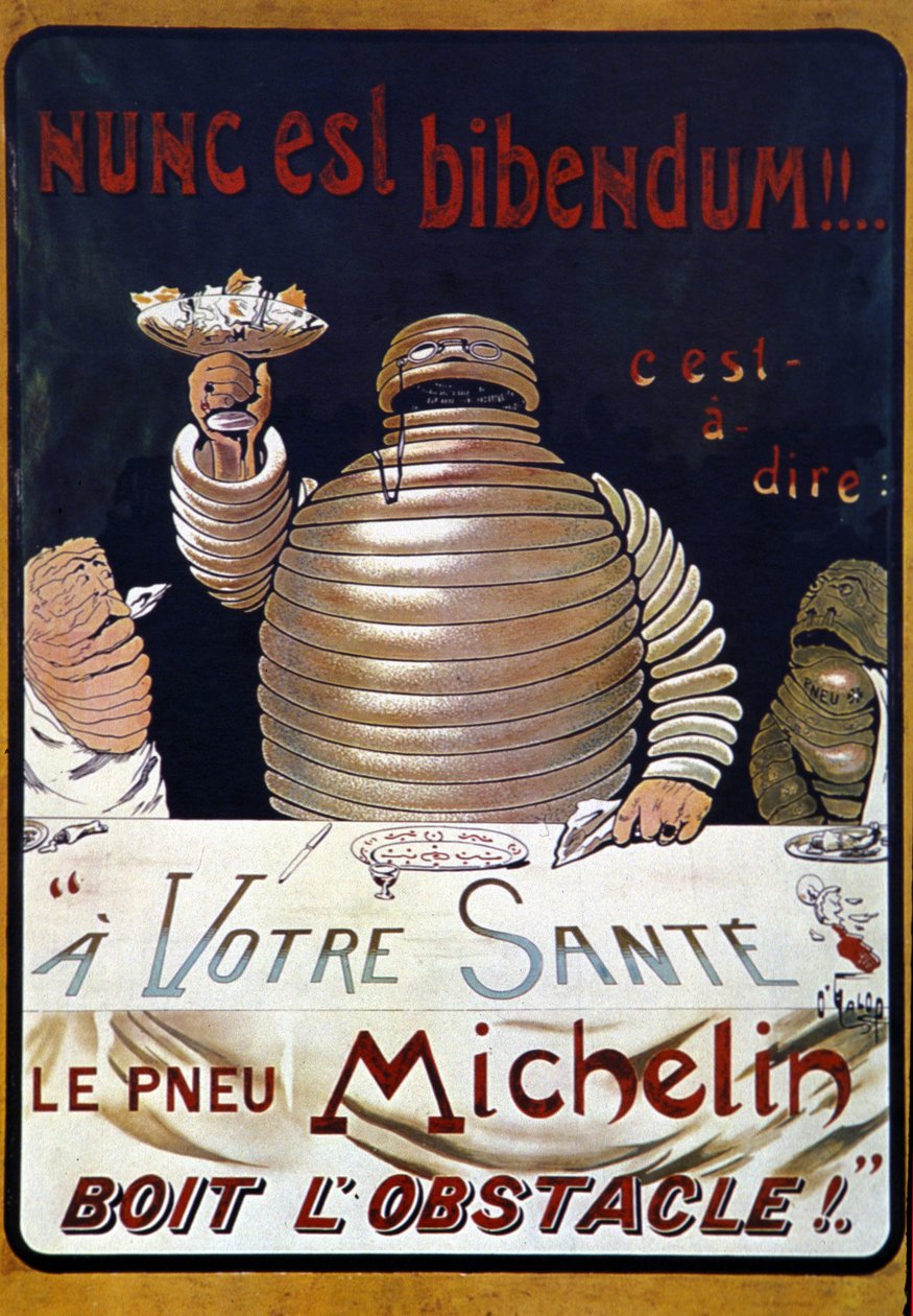Cartaz publicitário Pneu Michelin: Nunc é um bibendum, o pneu Michelin absorve o obstáculo de Marius Rossillon