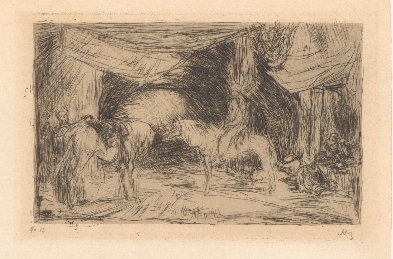 Bazar em Esmirna de Marius Bauer (signed by artist)