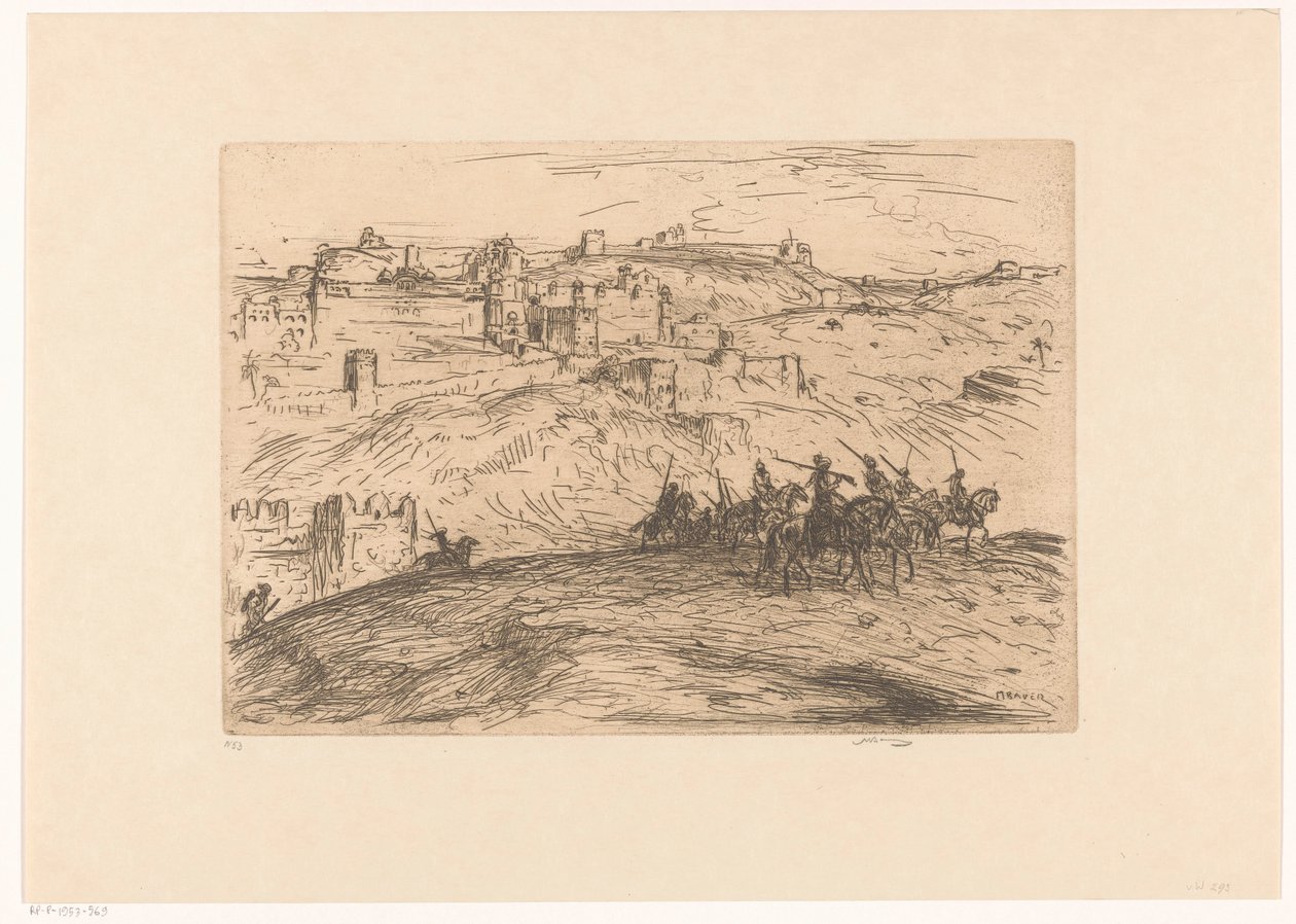 Cavaleiros numa colina de Marius Bauer (signed by artist)