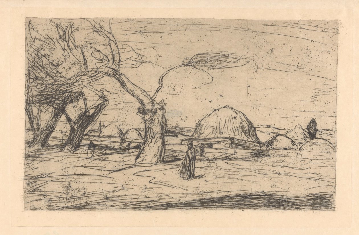 Paisagem oriental com prédios de Marius Bauer