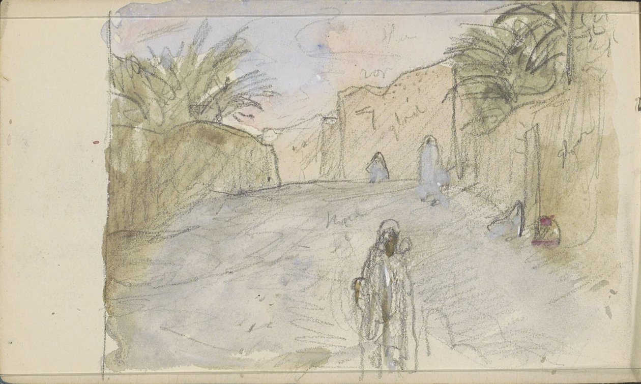 Rua com figuras em Biskra de Marius Bauer