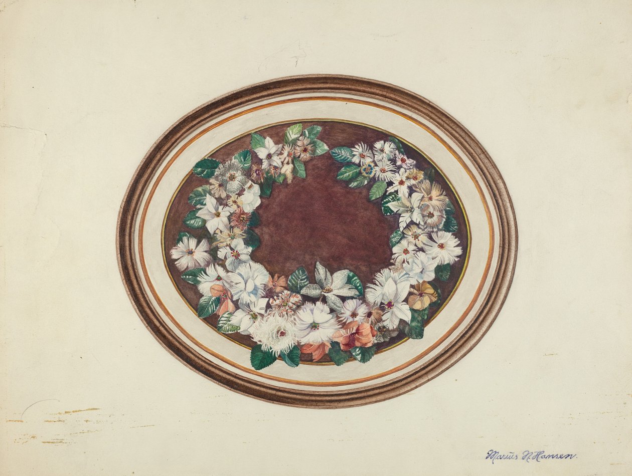 Feather Wreath, c. 1940. de Marius Hansen